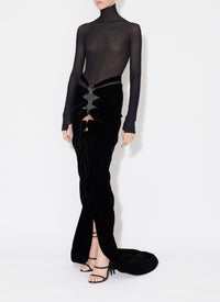 Body en transparence à manches longues en laine - Noir Alaïa