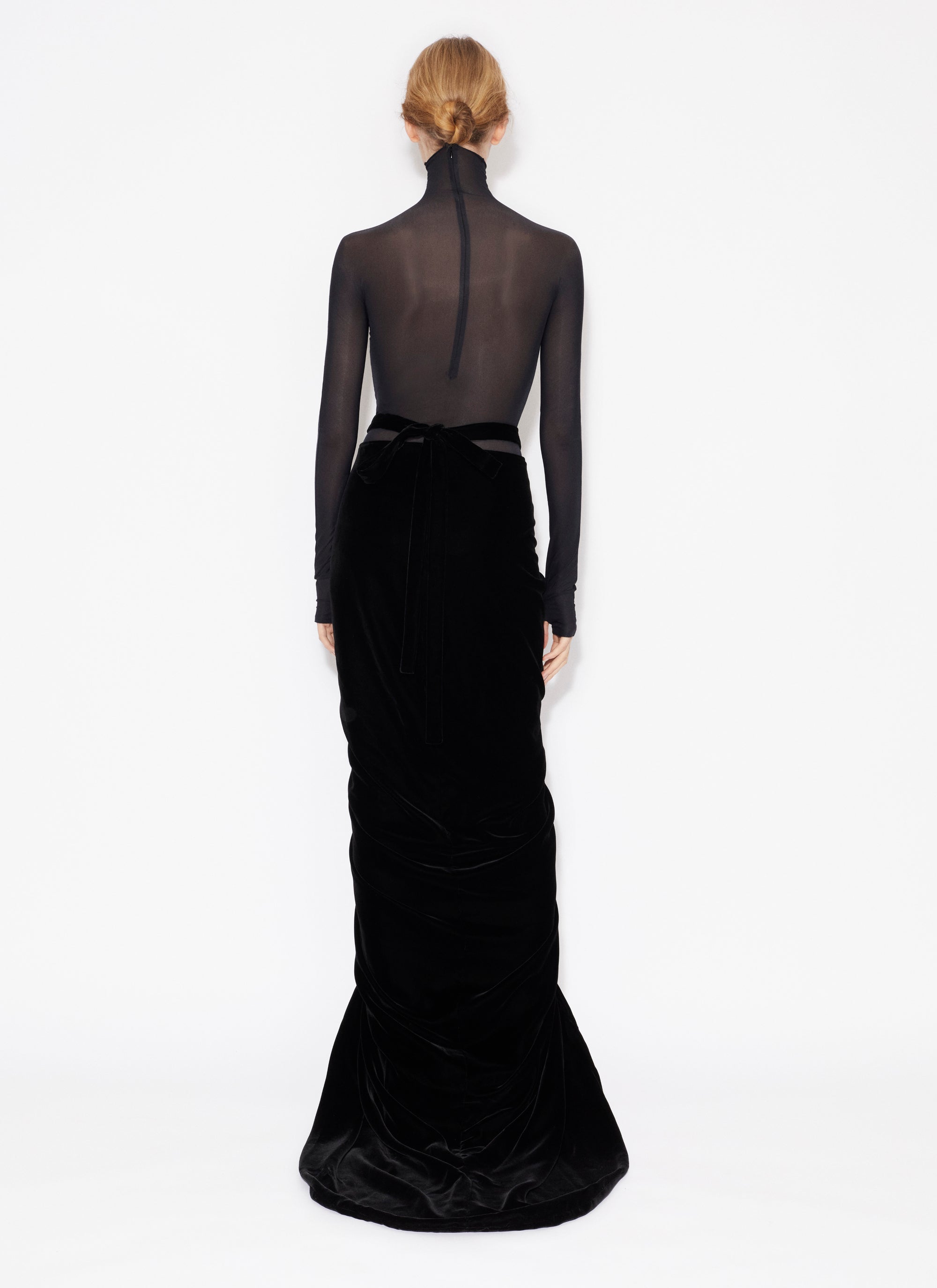 Body en transparence à manches longues en laine - Noir Alaïa