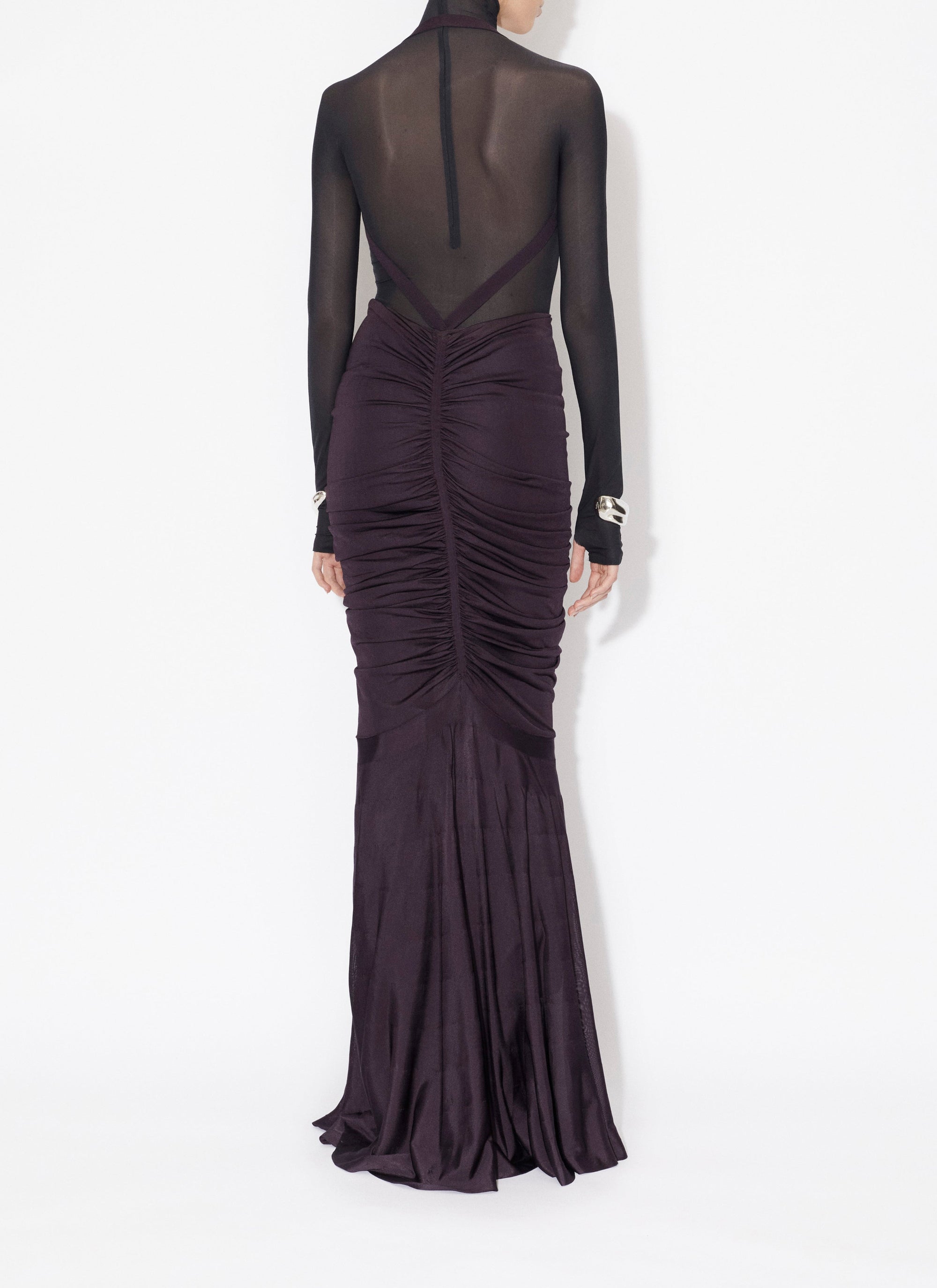 Body en transparence à manches longues en laine - Noir Alaïa