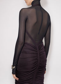 Body en transparence à manches longues en laine - Noir Alaïa