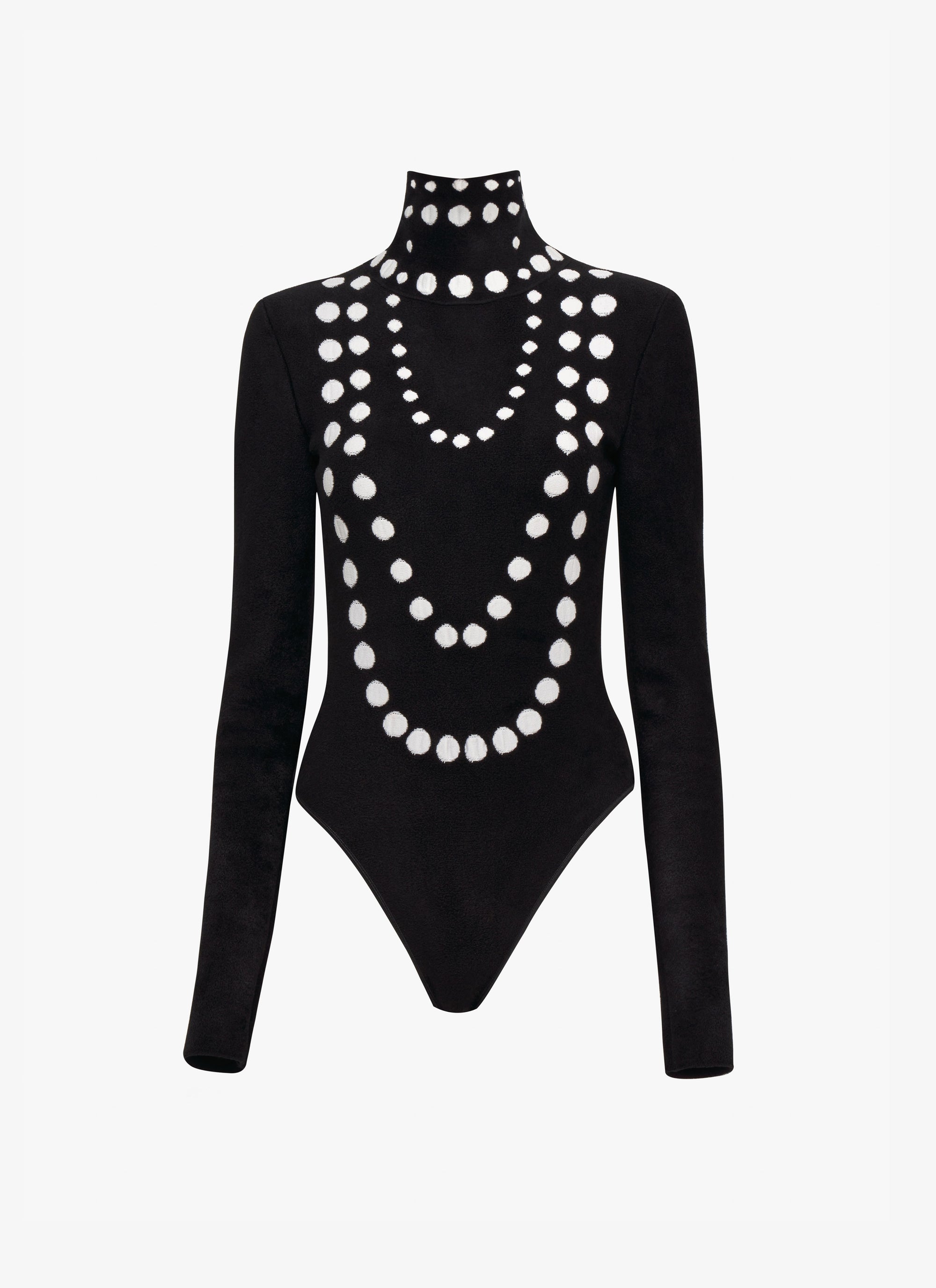 Body perles à manches longues - Noir & Blanc