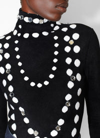 Body perles à manches longues - Noir & Blanc