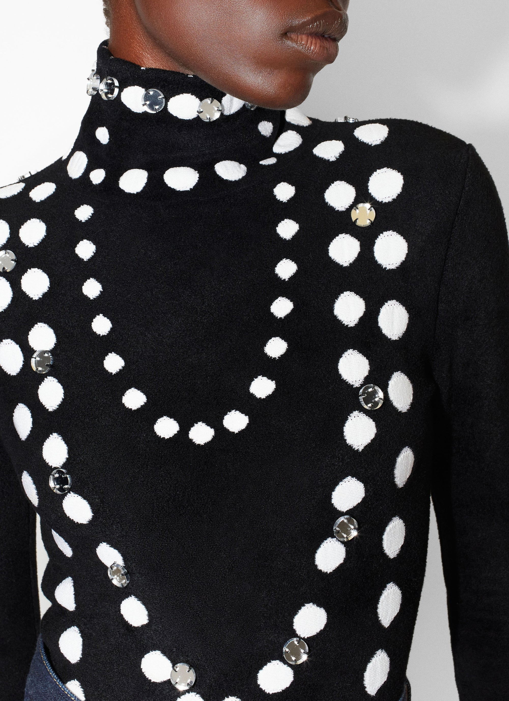 Body perles à manches longues - Noir & Blanc