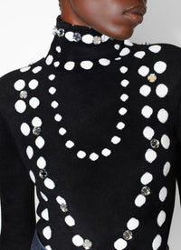 Body perles à manches longues - Noir & Blanc