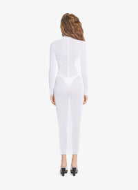 Sheer Body-Conscious Dress - White