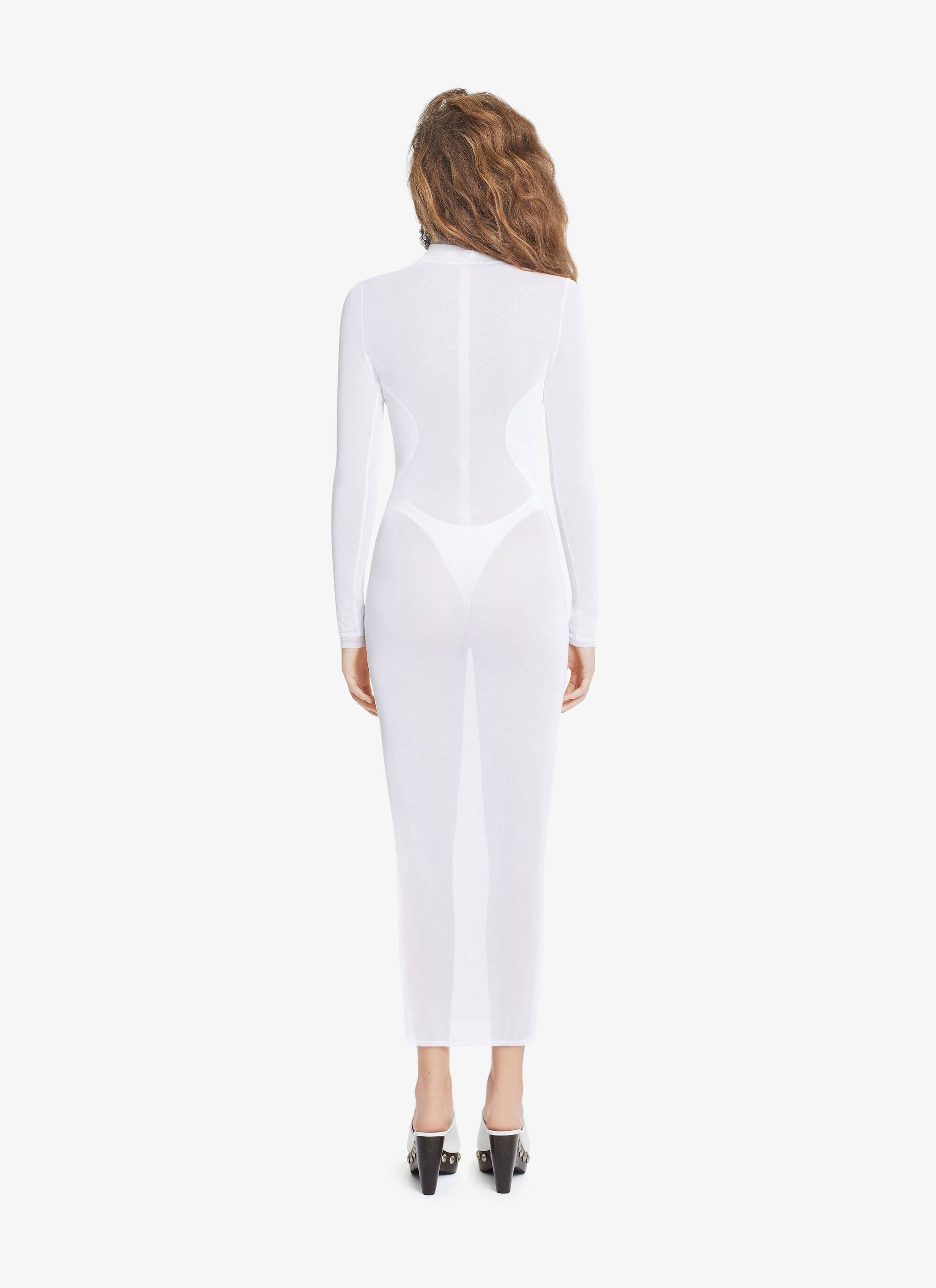 Sheer Body-Conscious Dress - White