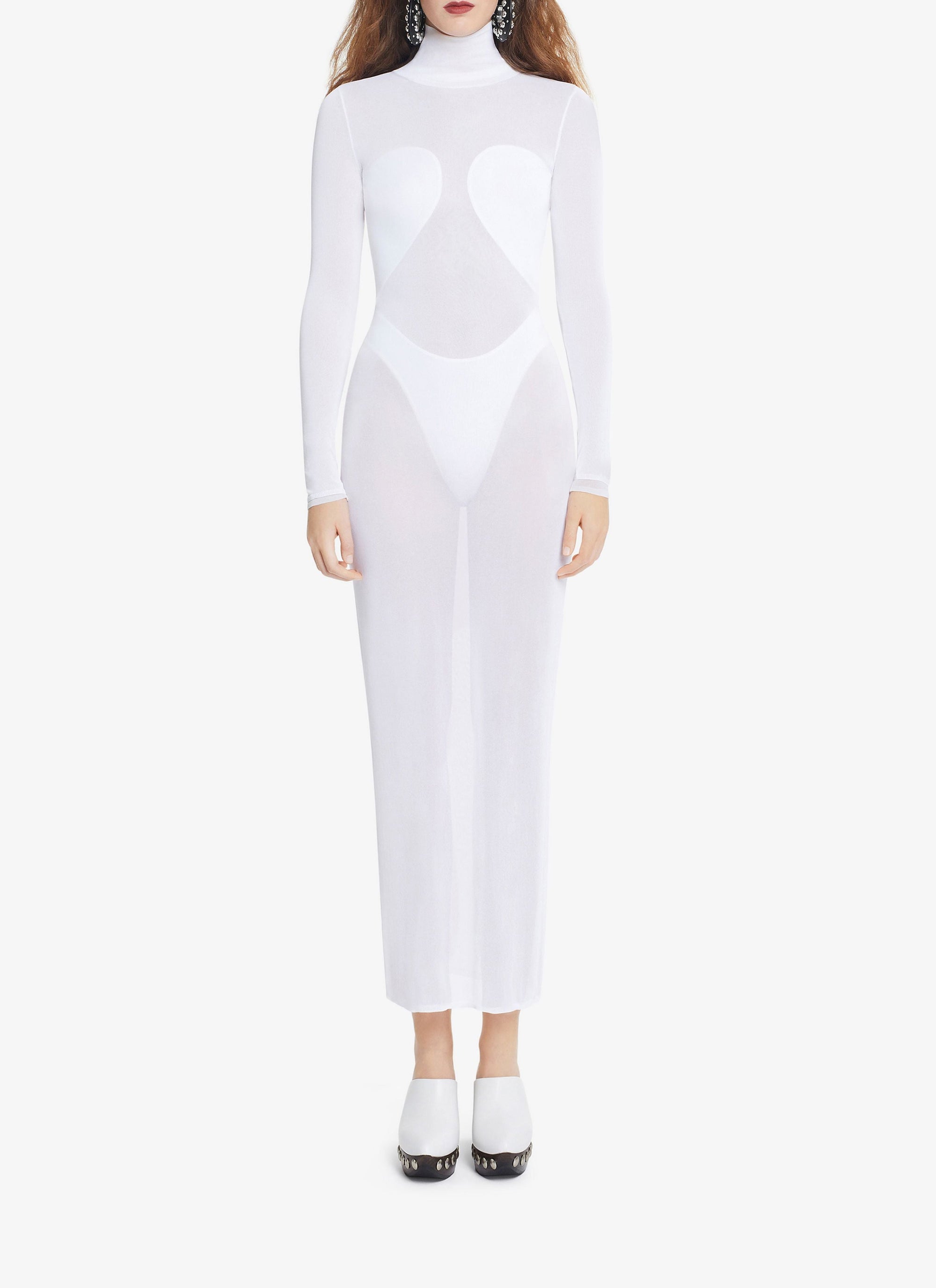 Sheer Body-Conscious Dress - White