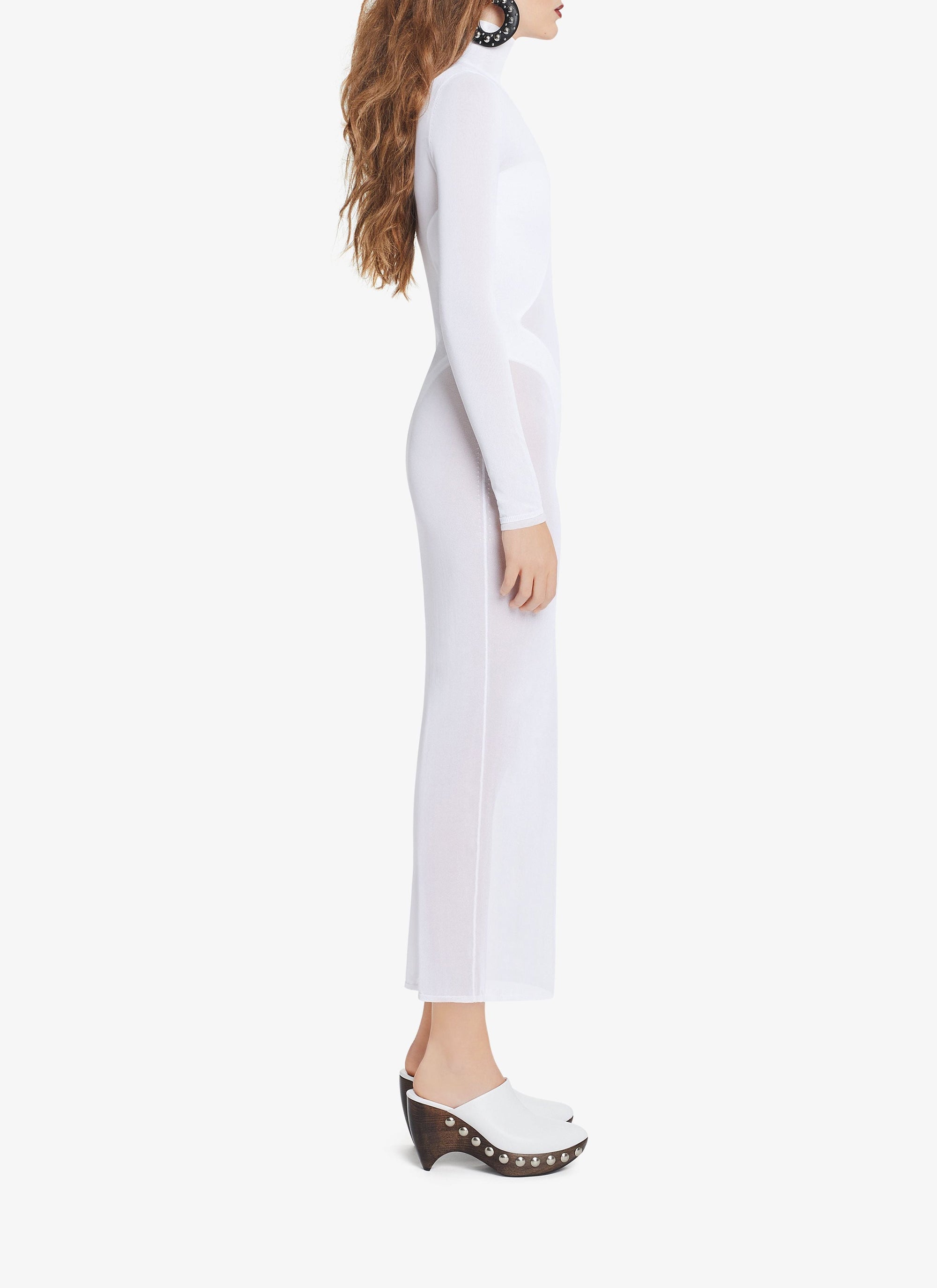 Sheer Body-Conscious Dress - White
