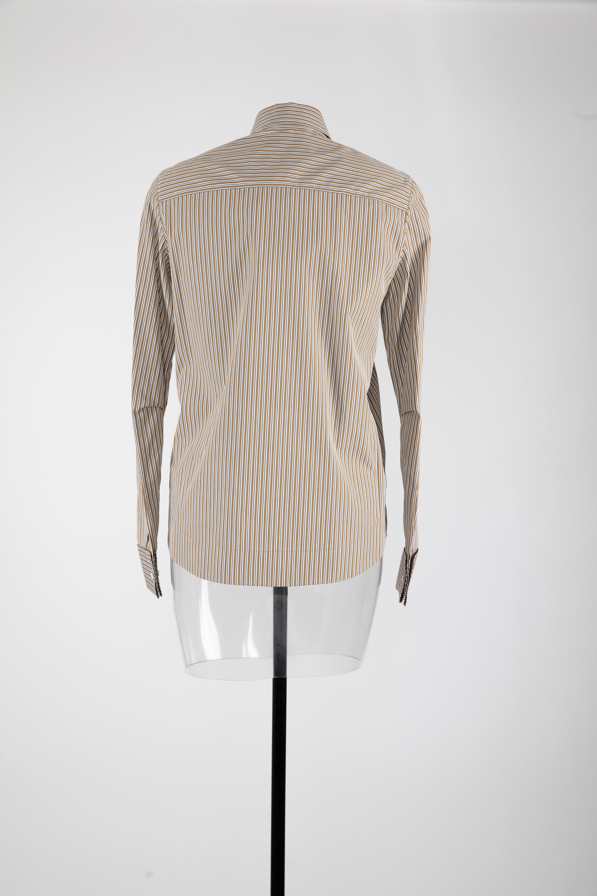 Chemise manches longues à fines rayures verticales - Ocre & Blanc