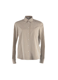 Chemise manches longues à fines rayures verticales - Ocre & Blanc