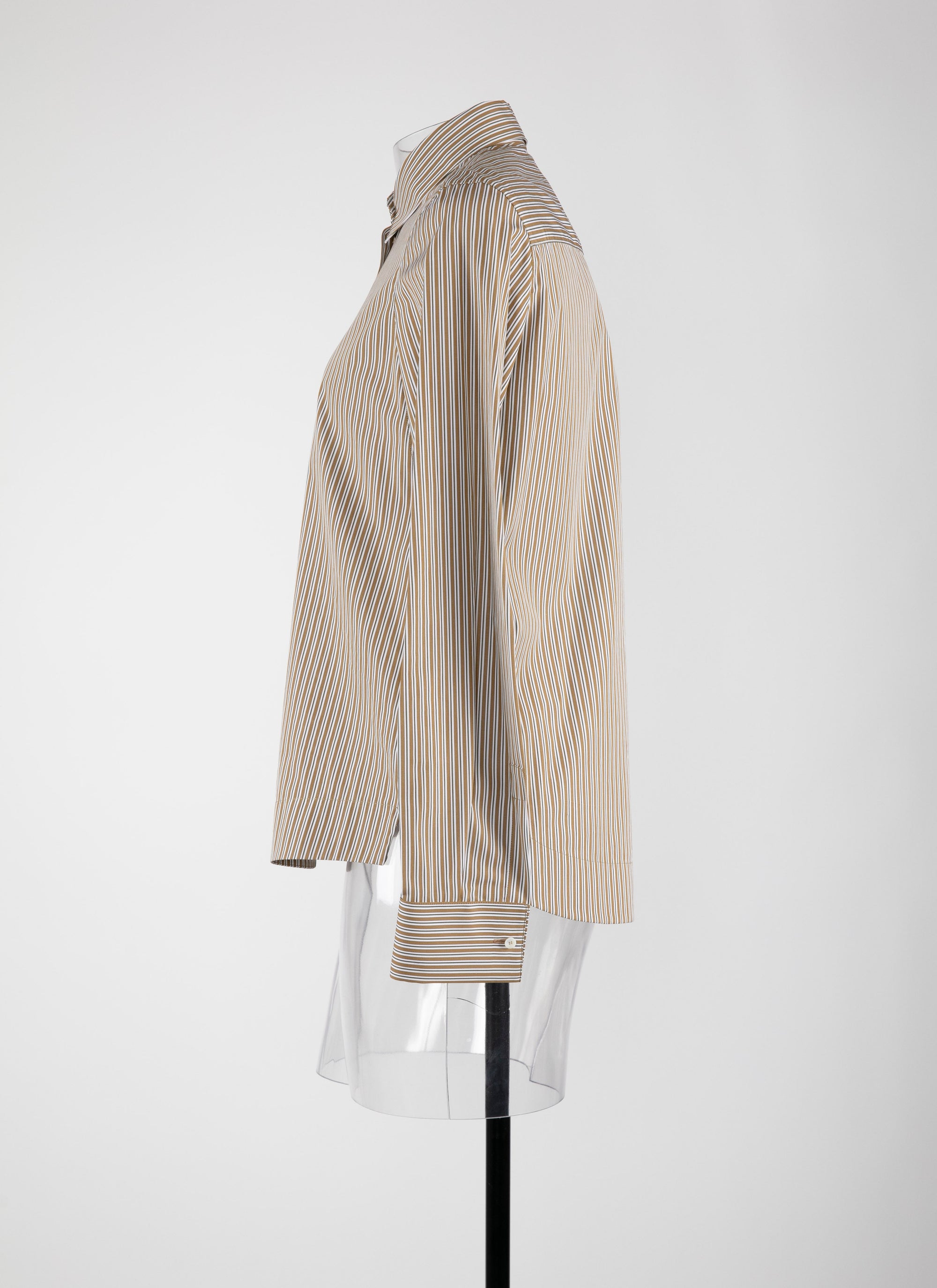Chemise manches longues à fines rayures verticales - Ocre & Blanc