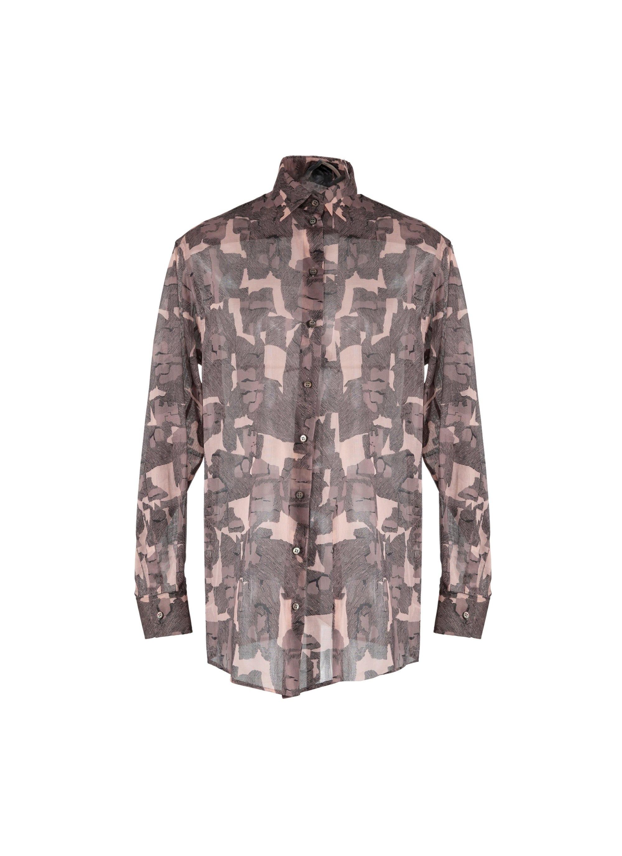 Chemise oversize transparente à motifs géométriques - Chair & Beige