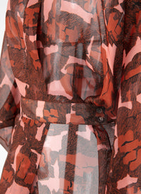 Chemise ceinturée transparente à motifs géométriques - Rose & Rouge