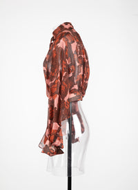 Chemise ceinturée transparente à motifs géométriques - Rose & Rouge