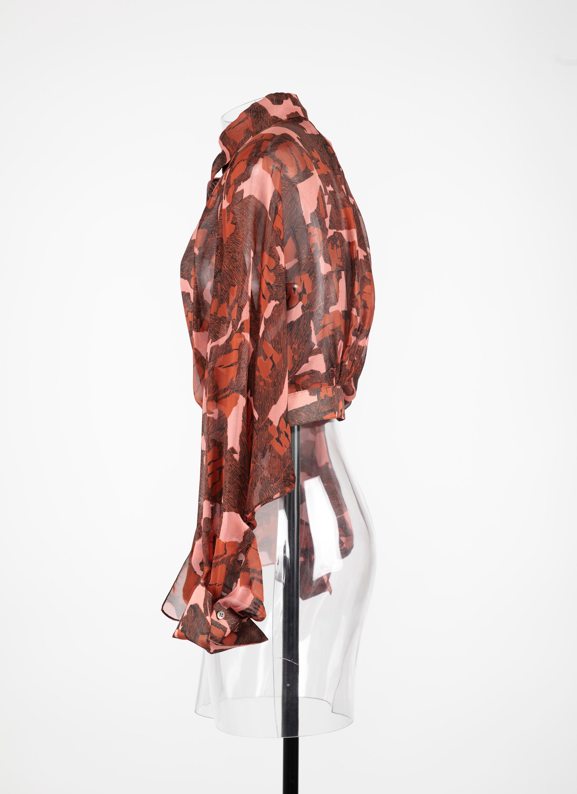Chemise ceinturée transparente à motifs géométriques - Rose & Rouge
