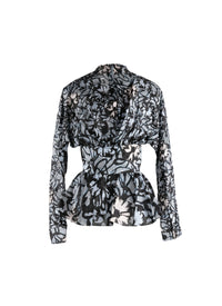 Silk Bow Shirt - Black & Blue