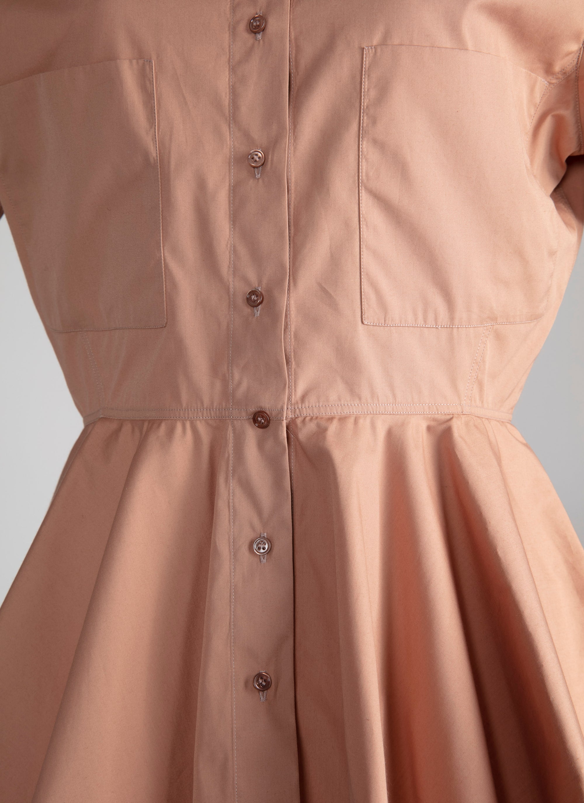 Chemise évasée à manches courtes - Nude