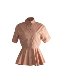 Chemise évasée à manches courtes - Nude
