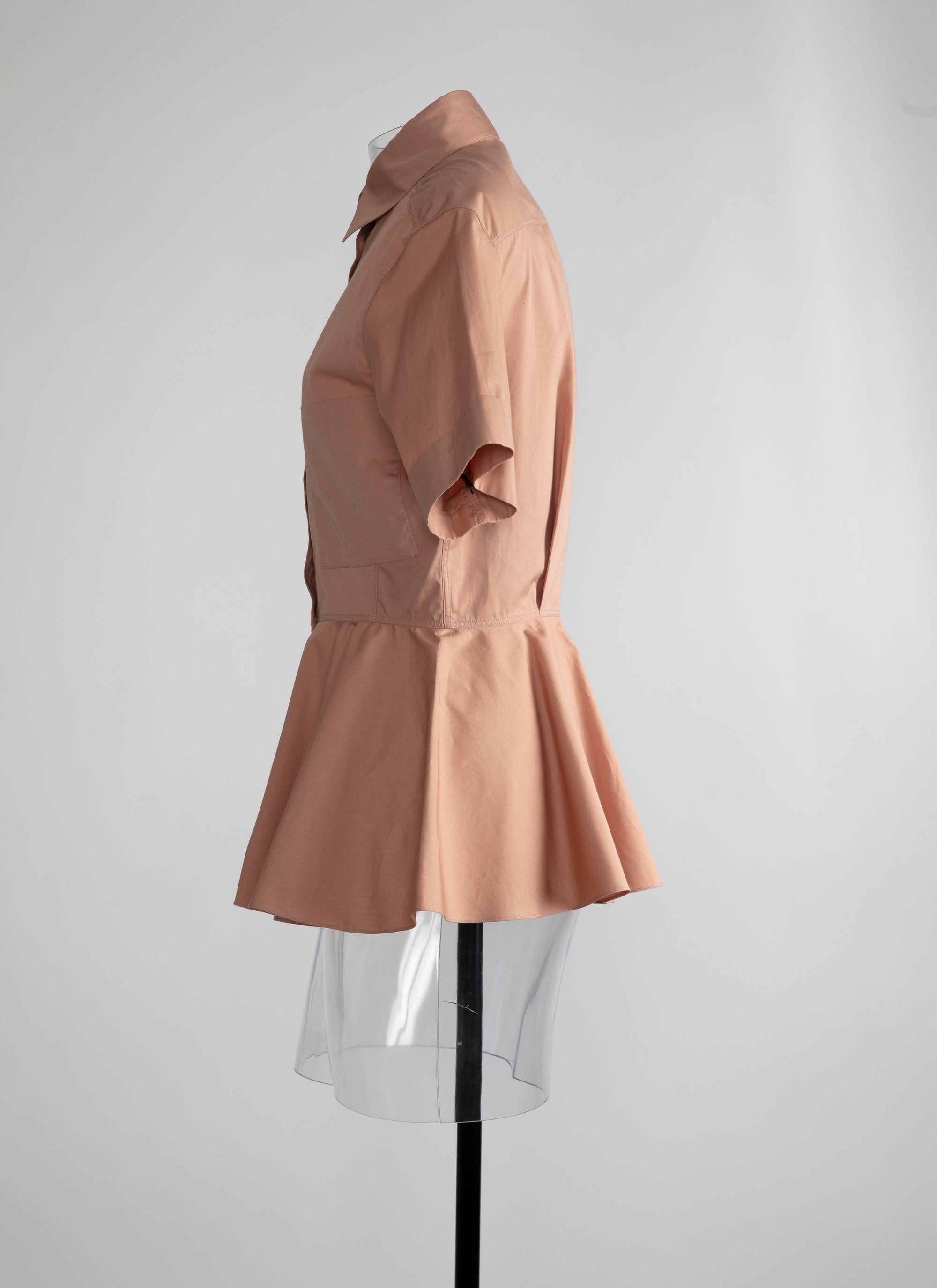 Chemise évasée à manches courtes - Nude