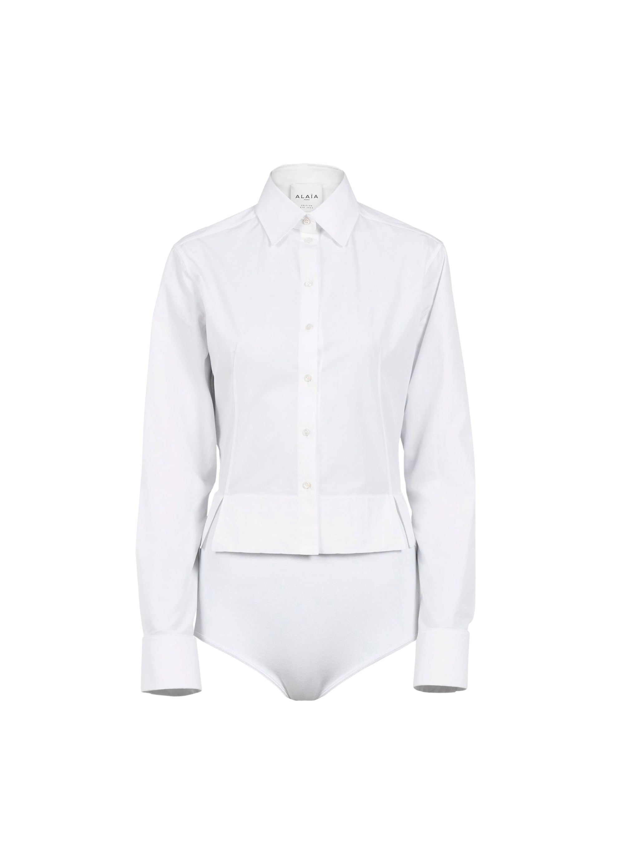 Chemise body à manches longues - Blanc