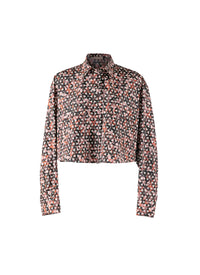 Chemise courte à grandes poches plaquées en soie - Kaki & Bois de Rose