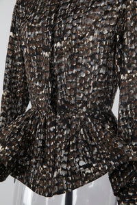 Chemise regular évasée à manches longues - Kaki & Noir