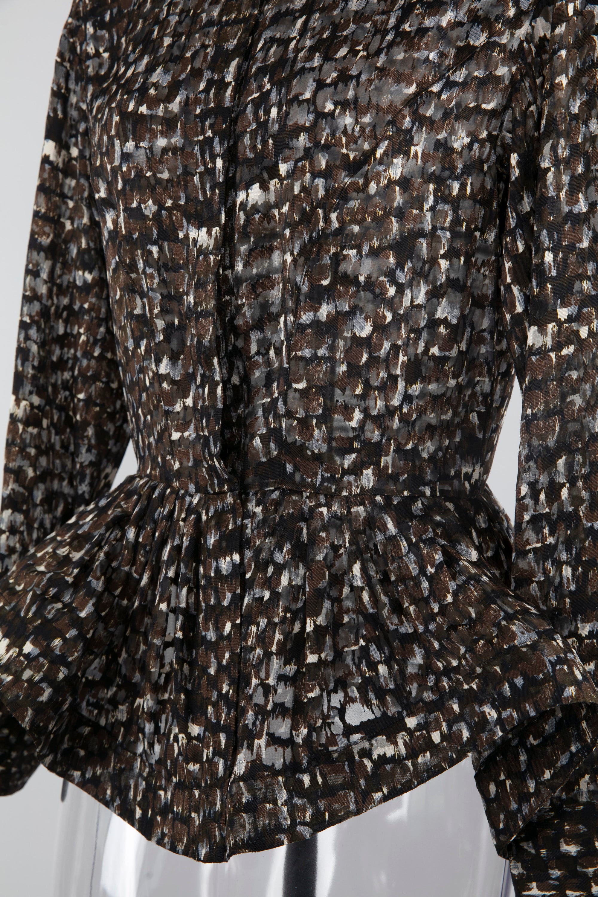 Chemise regular évasée à manches longues - Kaki & Noir