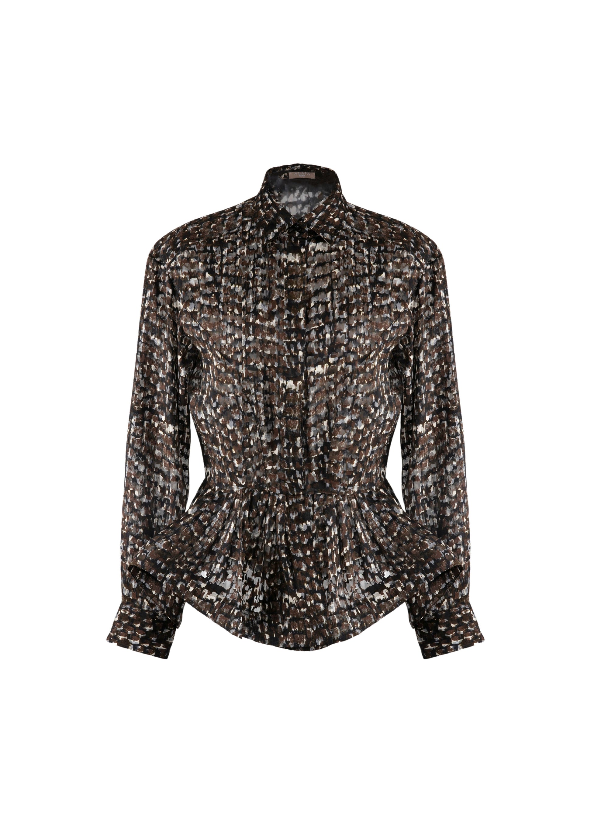 Chemise regular évasée à manches longues - Kaki & Noir