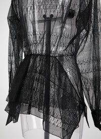 Chemise basque transparente à petit motifs - Noir