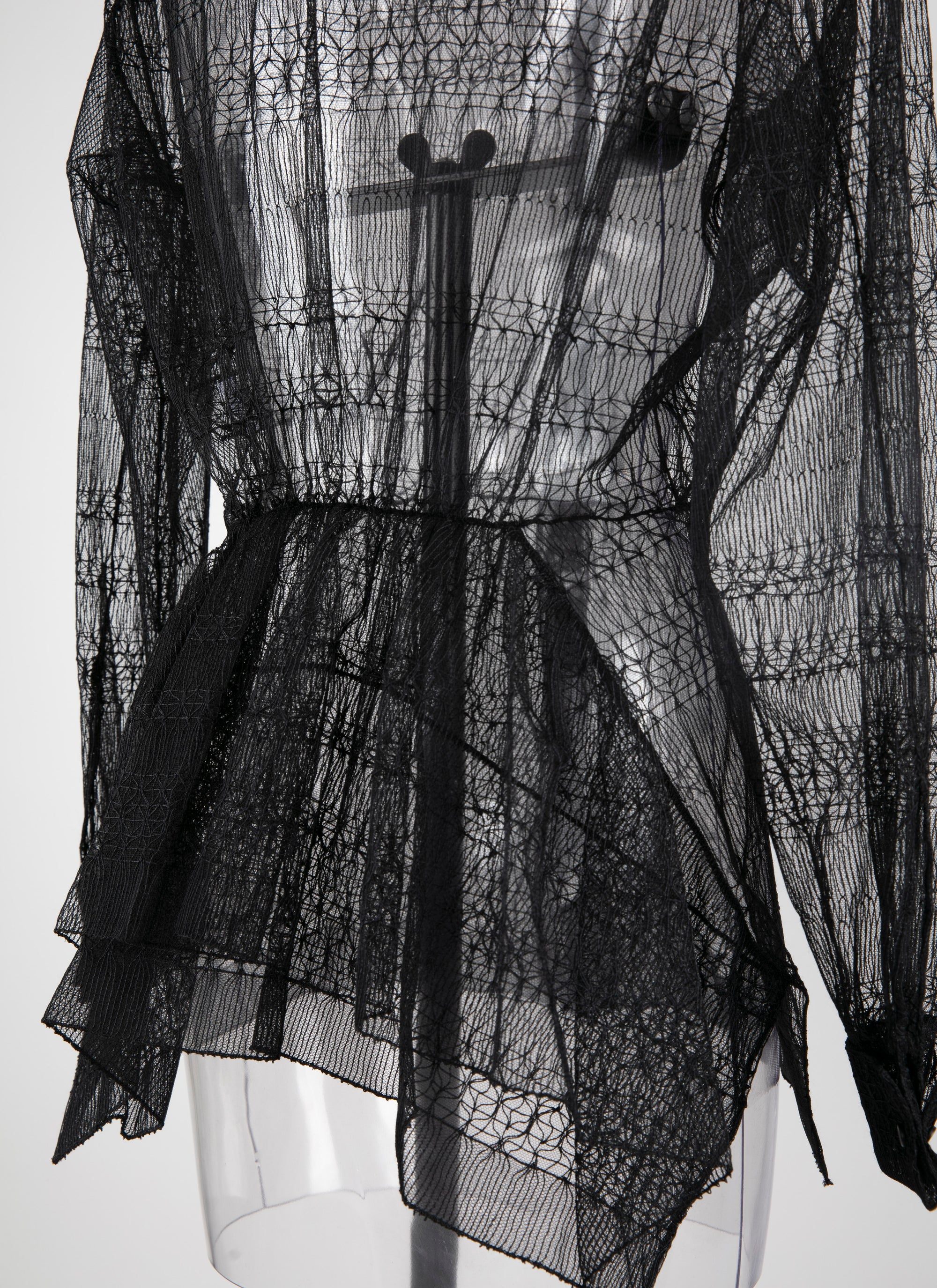 Chemise basque transparente à petit motifs - Noir