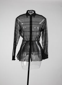 Chemise basque transparente à petit motifs - Noir