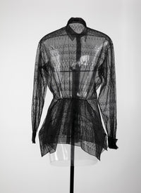 Chemise basque transparente à petit motifs - Noir