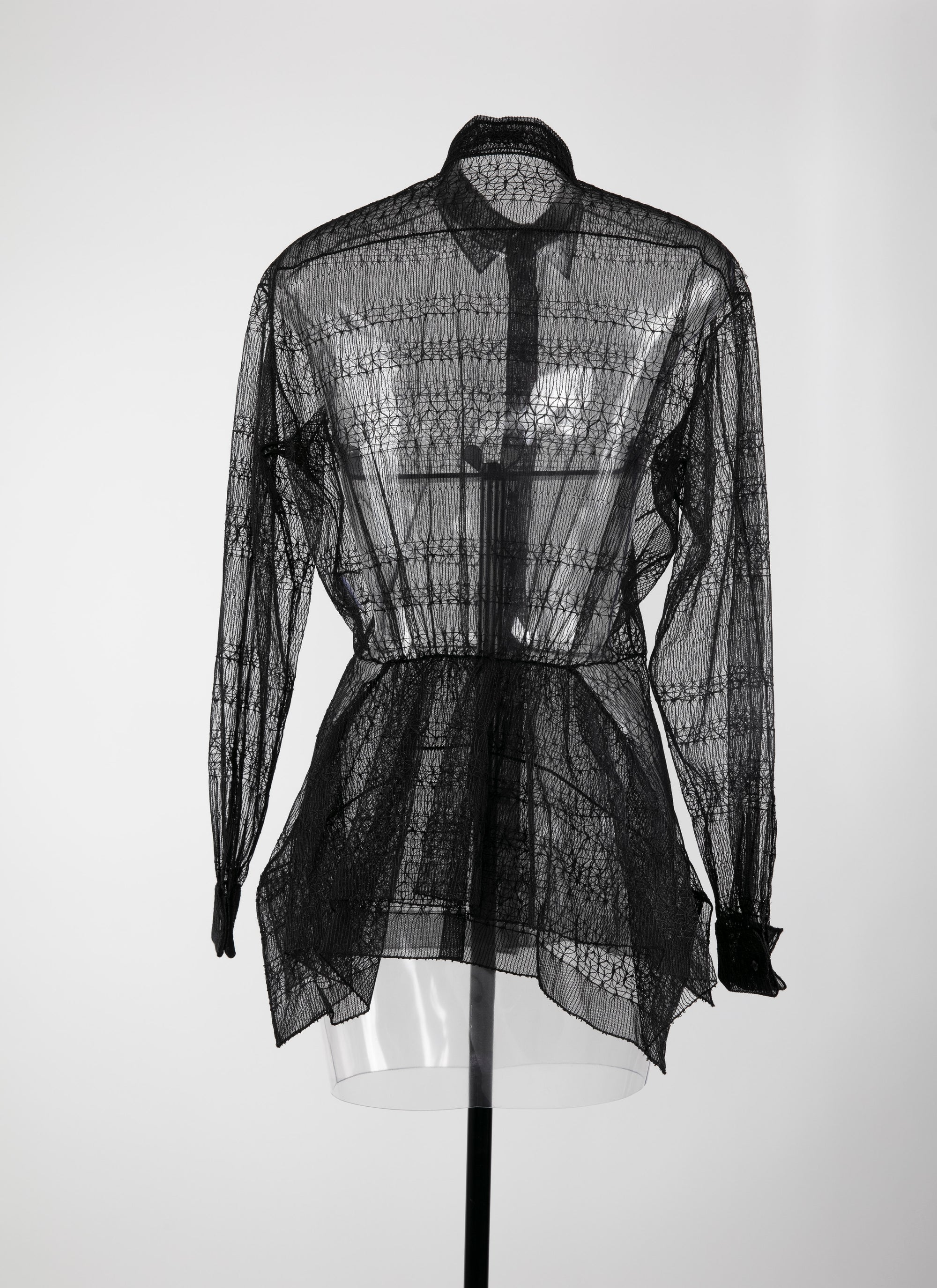 Chemise basque transparente à petit motifs - Noir