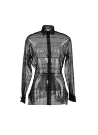 Chemise basque transparente à petit motifs - Noir