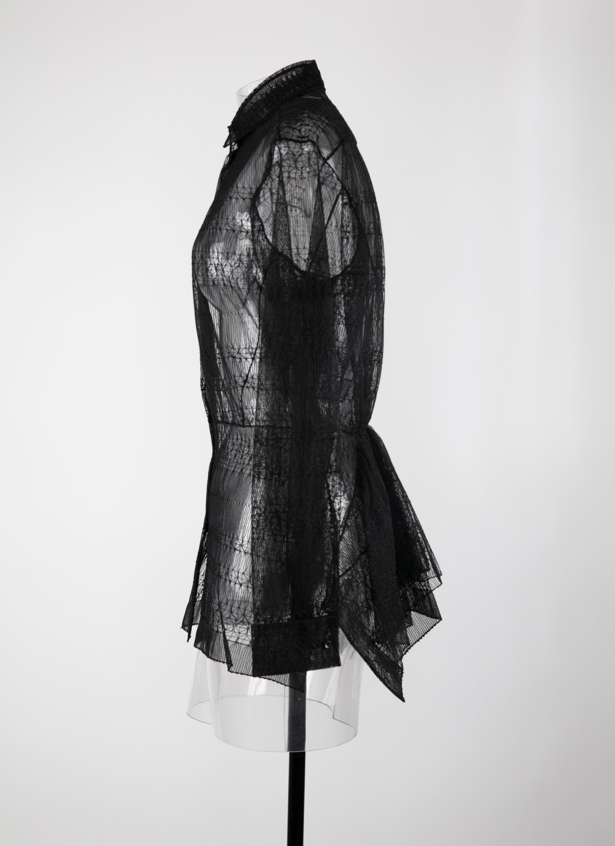 Chemise basque transparente à petit motifs - Noir