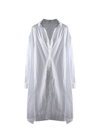 Chemise longue oversize dos ouvert - Blanc & Bleu