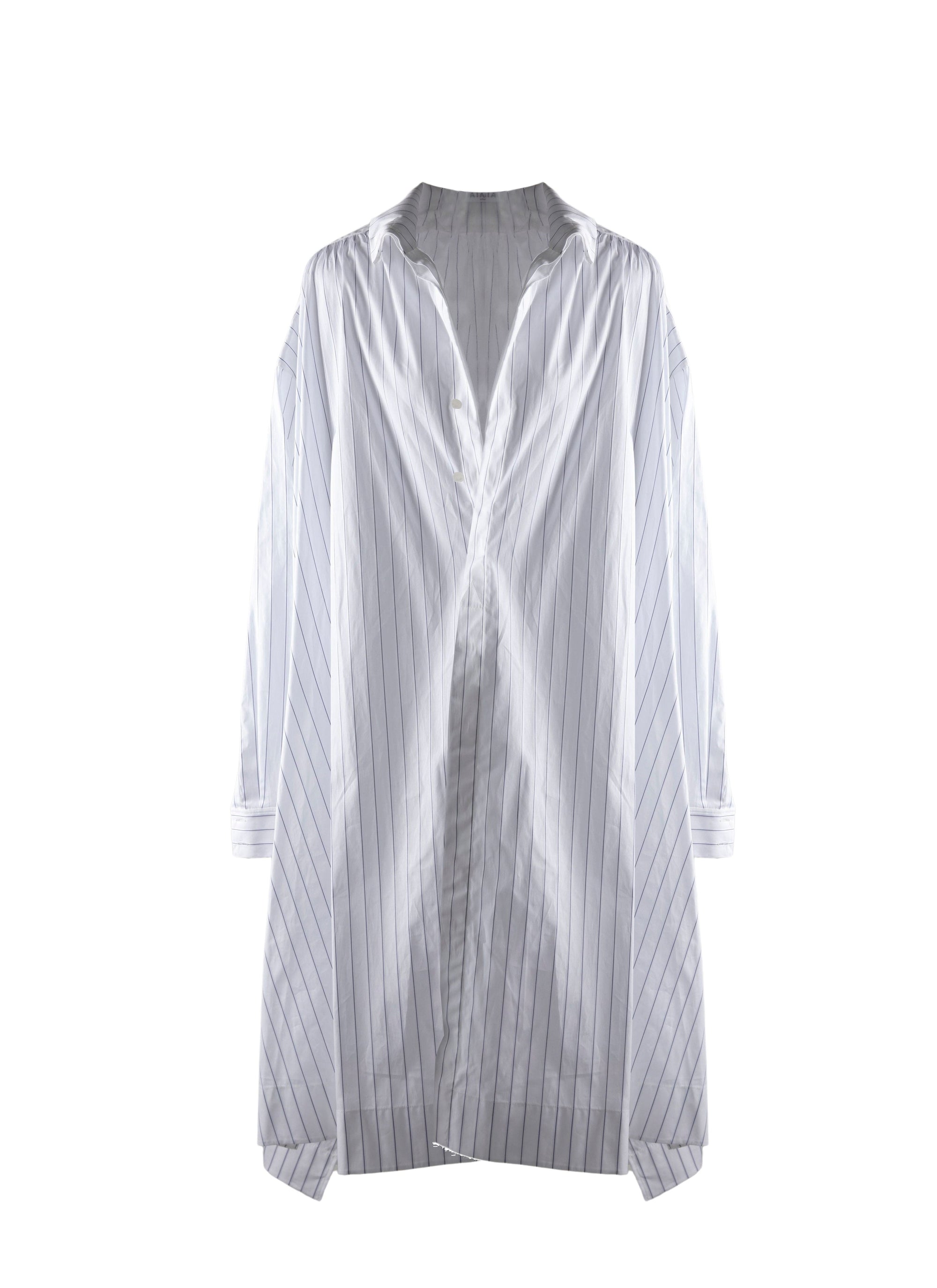 Chemise longue oversize dos ouvert - Blanc & Bleu