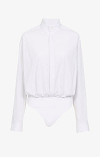 Body-chemise en popeline rayée - Blanc & Noir