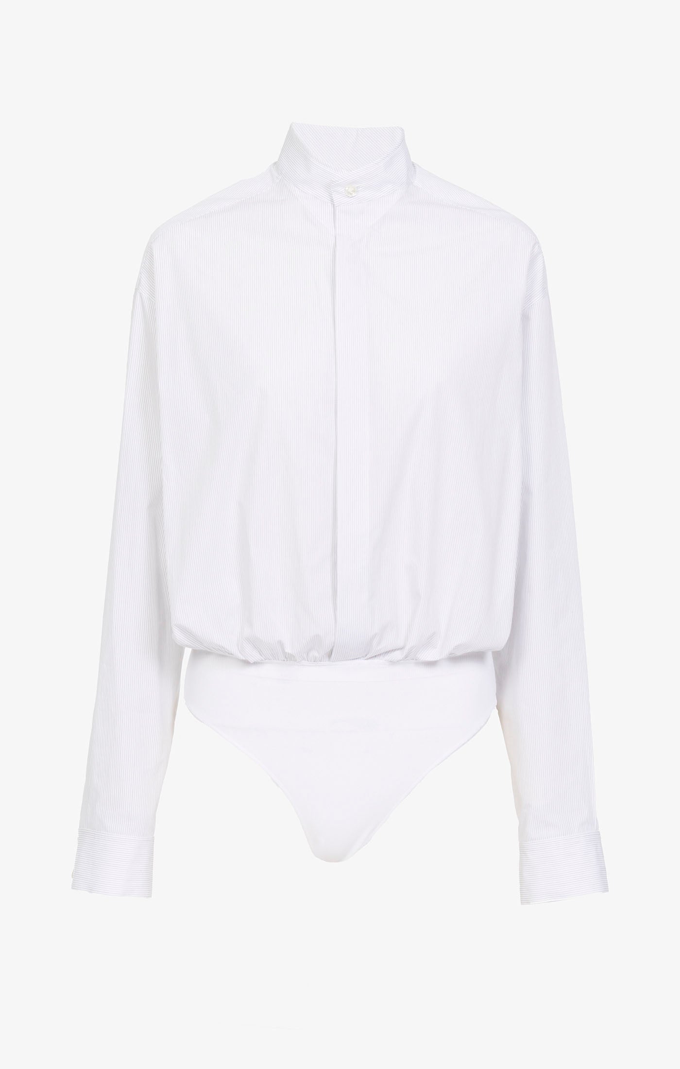 Body-chemise en popeline rayée - Blanc & Noir