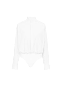 Body-chemise en popeline rayée - Blanc & Noir