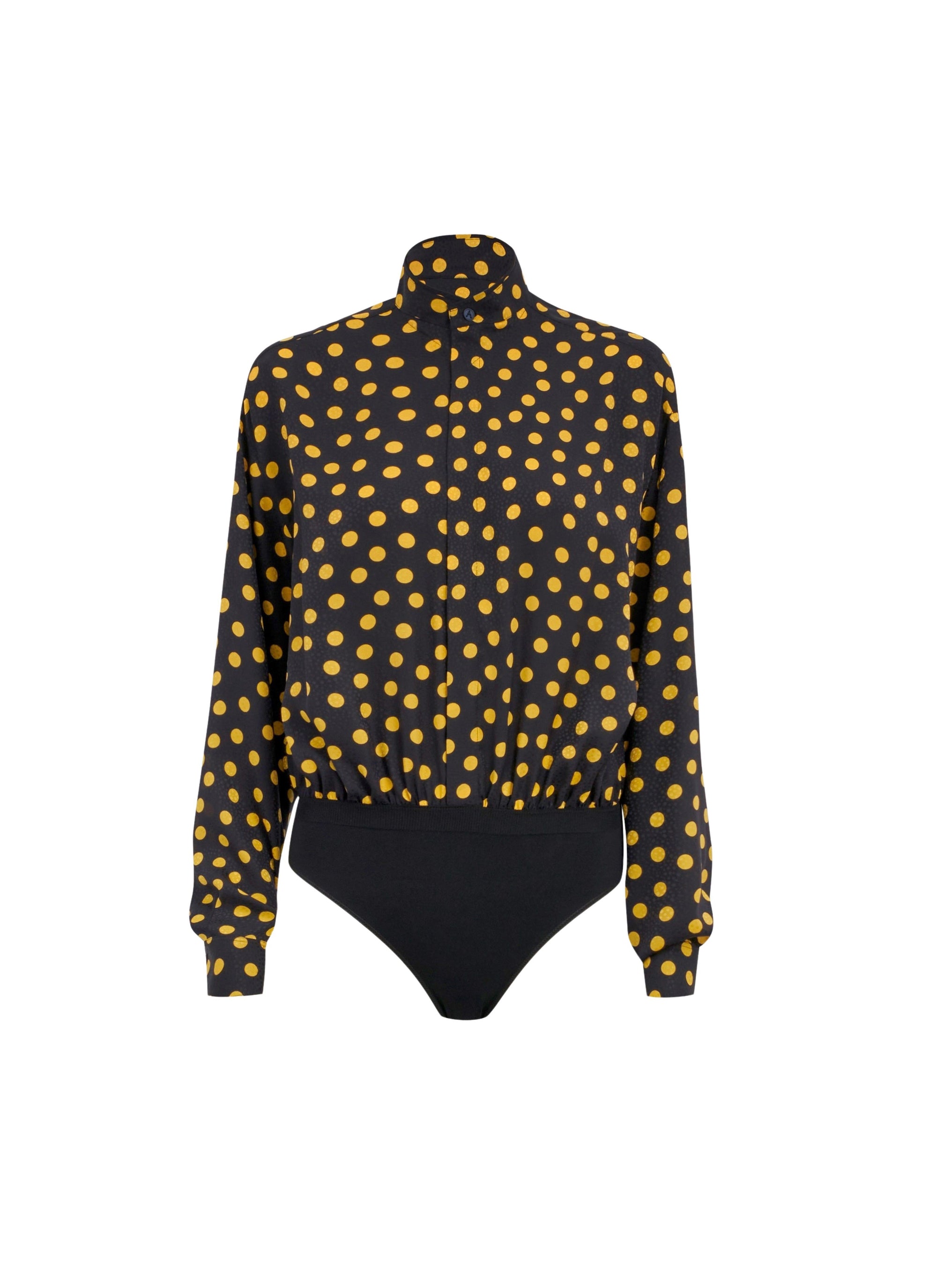 Body-chemise à pois confettis en soie - Nuit & Jaune