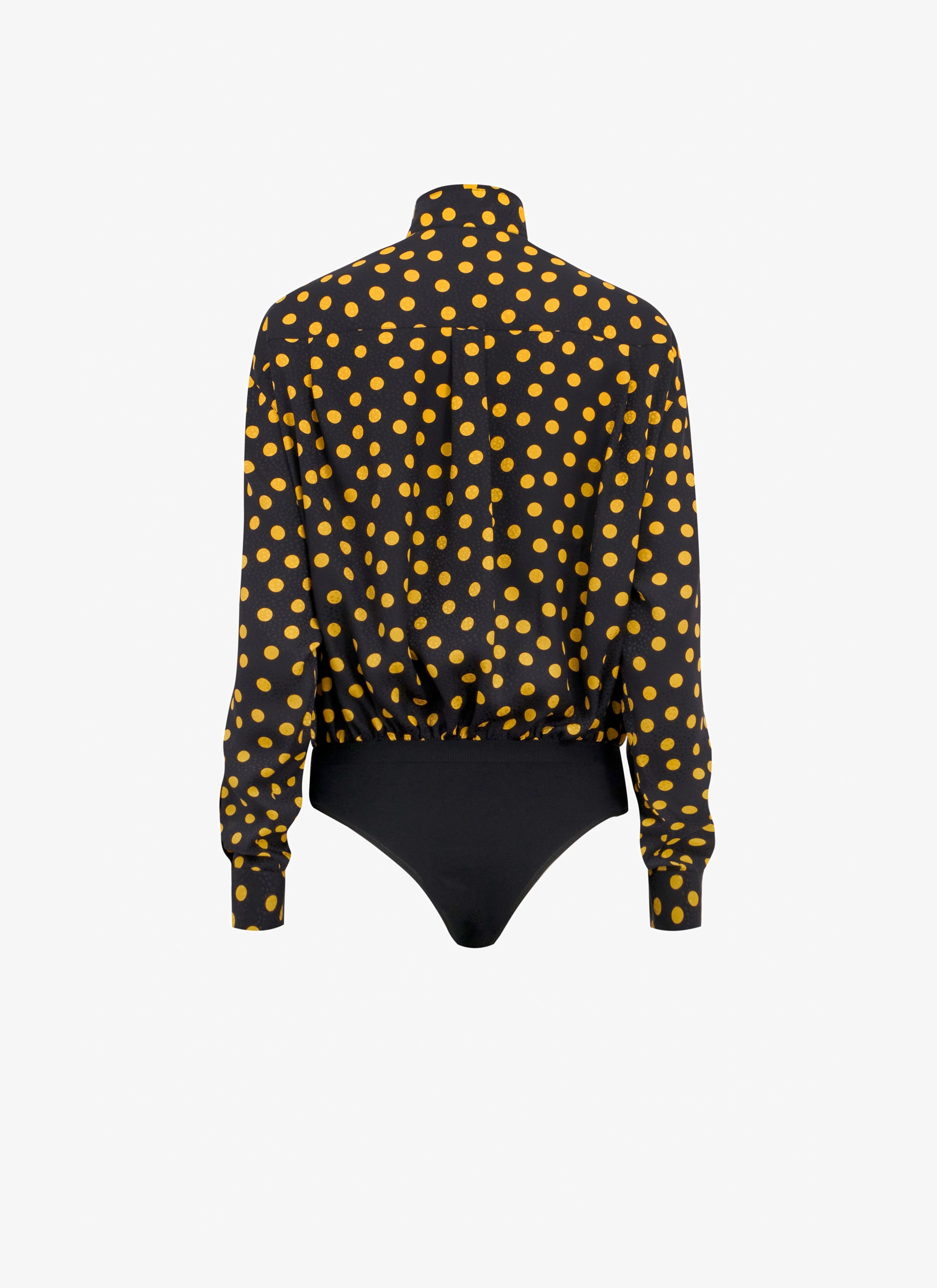 Body-chemise à pois confettis en soie - Nuit & Jaune