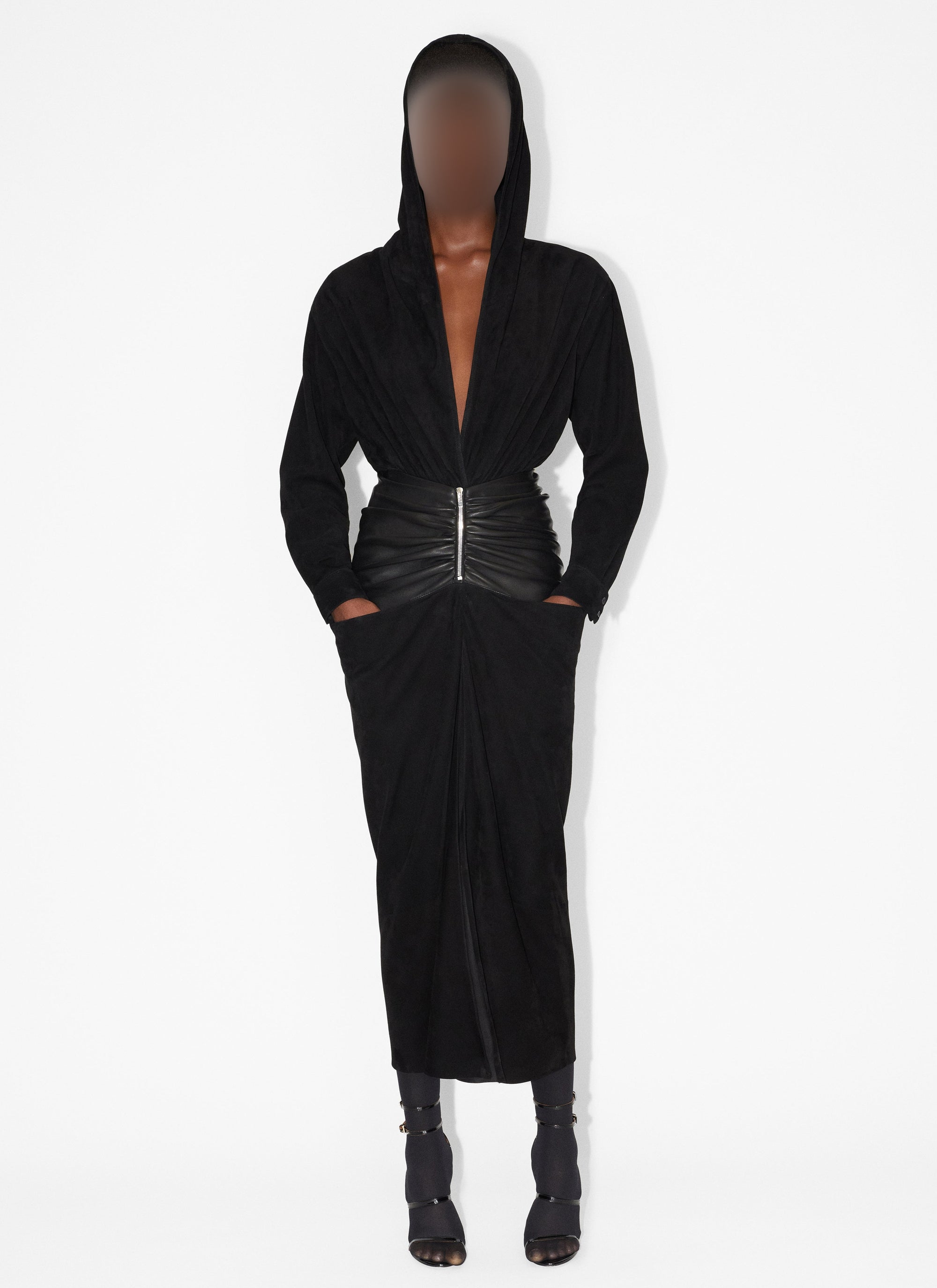 Suede hooded bodysuit - Black Alaïa