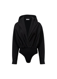 Suede hooded bodysuit - Black Alaïa