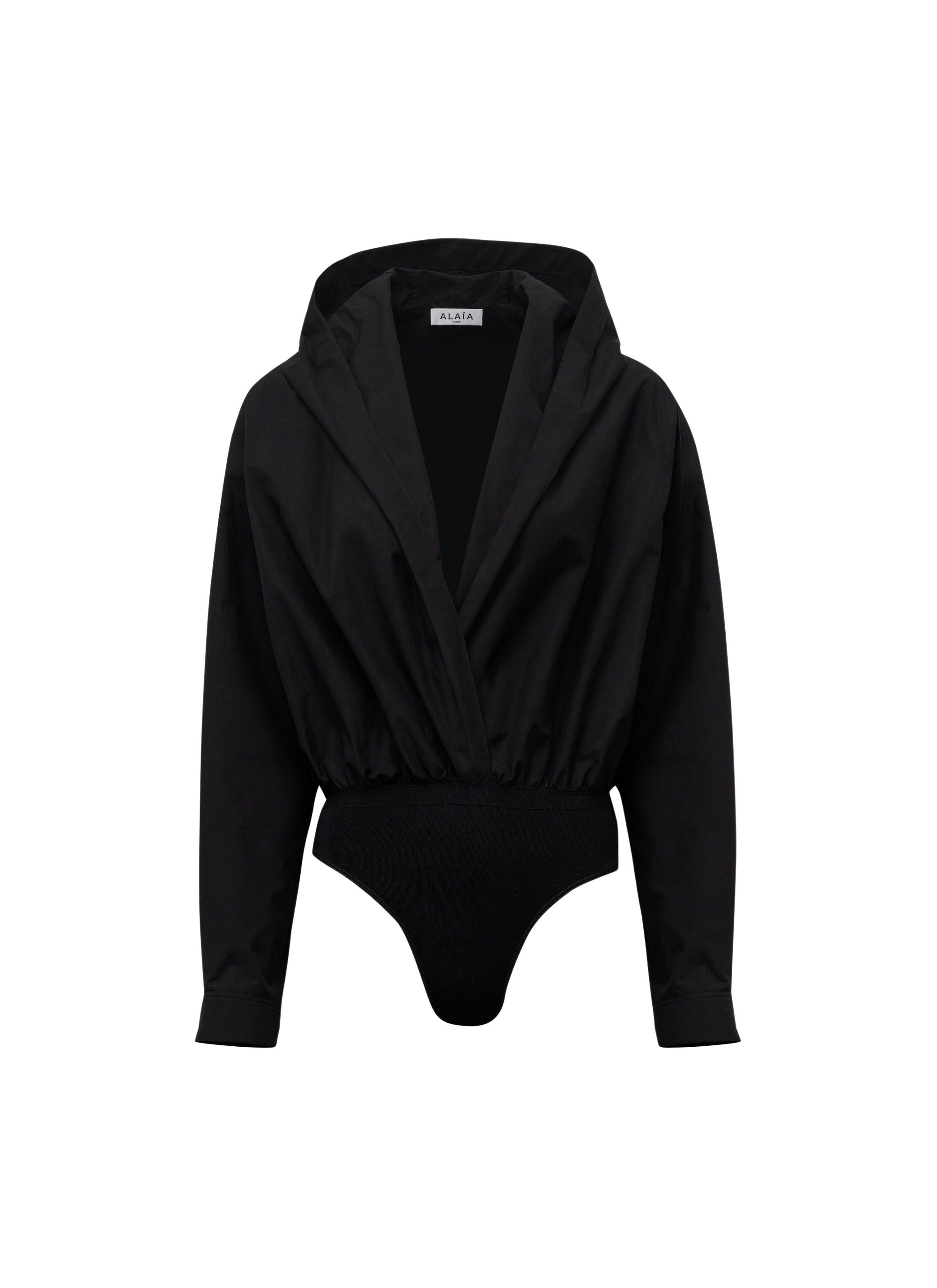 Suede hooded bodysuit - Black Alaïa