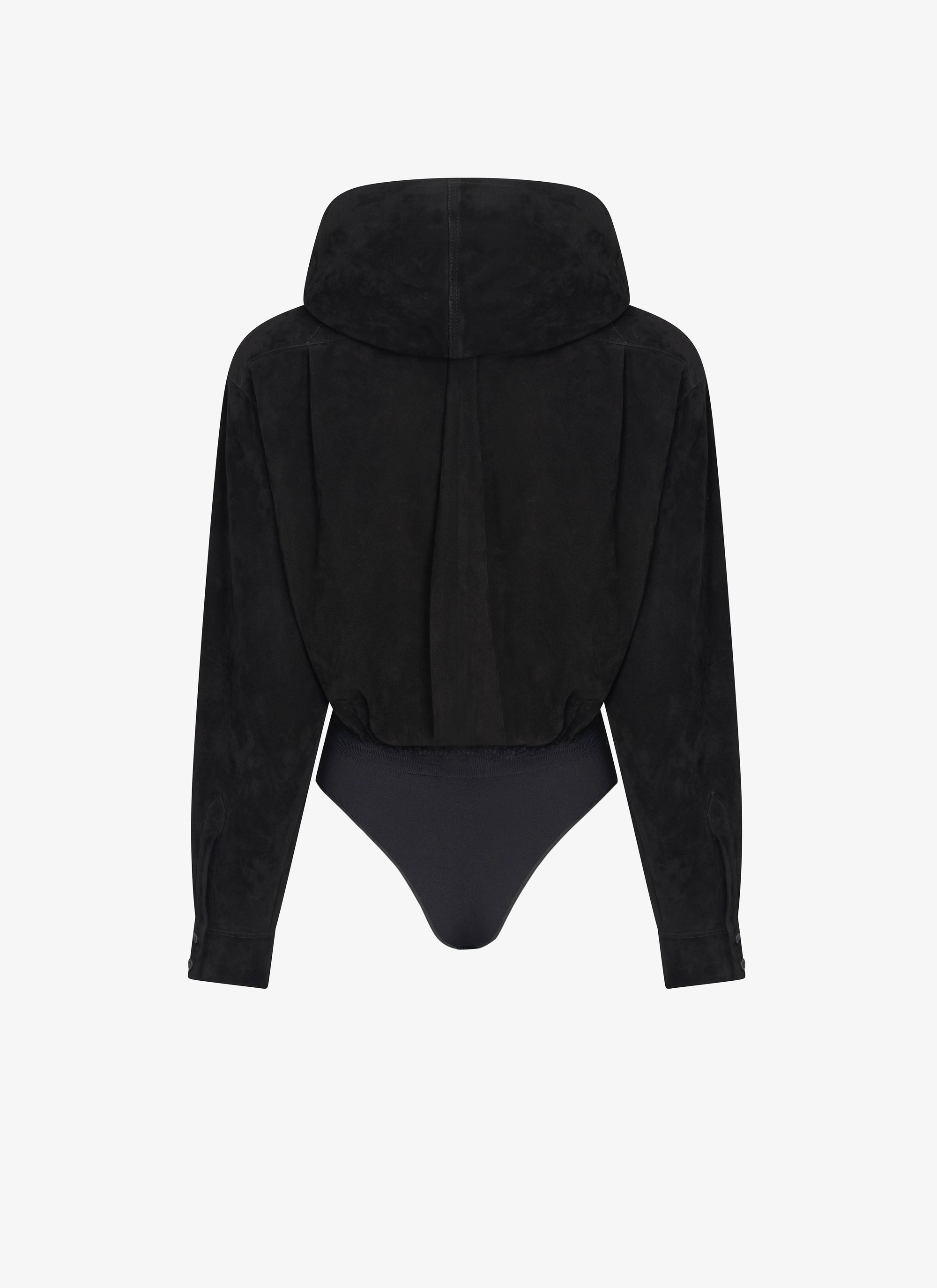 Suede hooded bodysuit - Black Alaïa