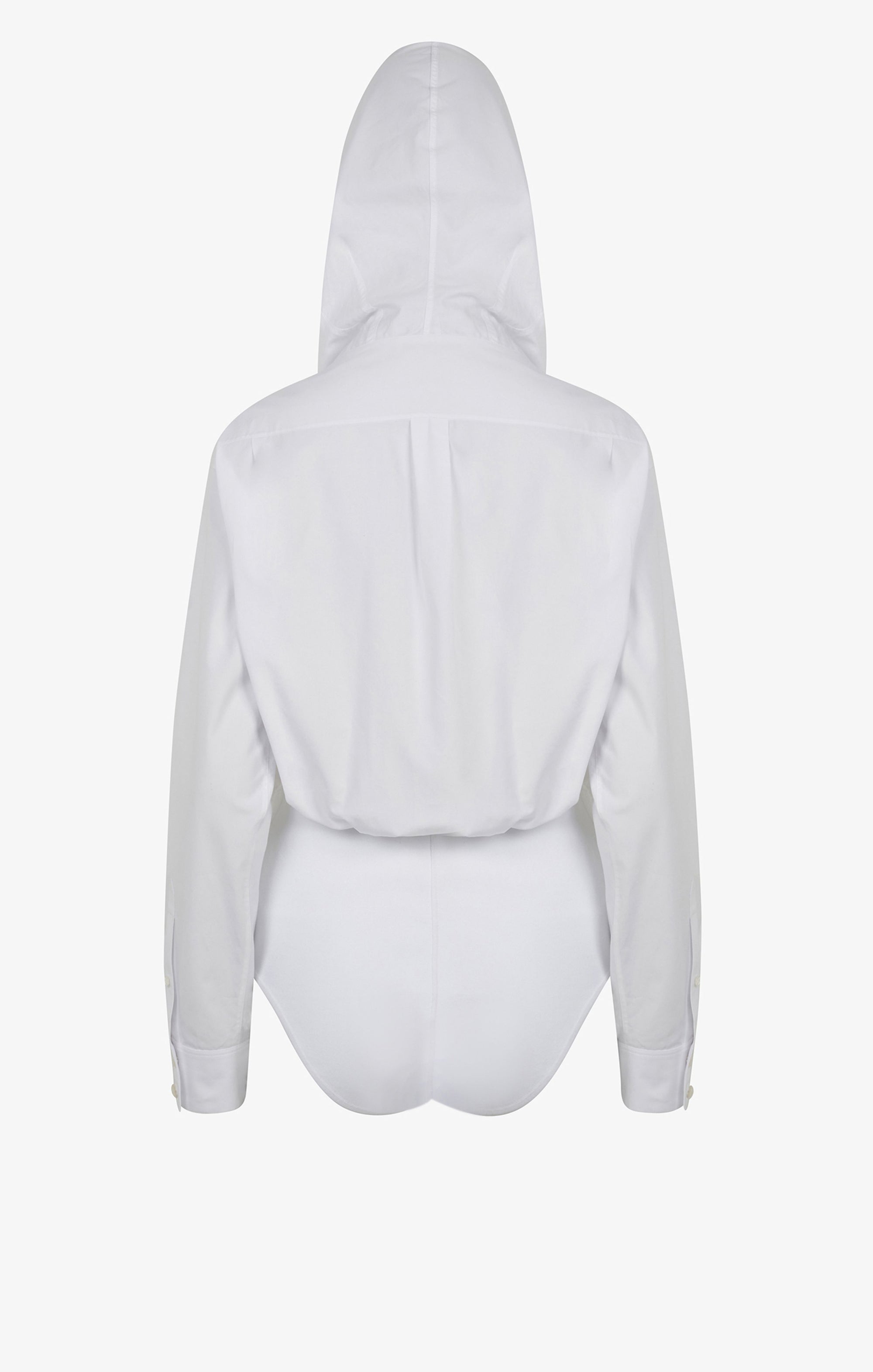 Hooded bodysuit in cotton poplin - White