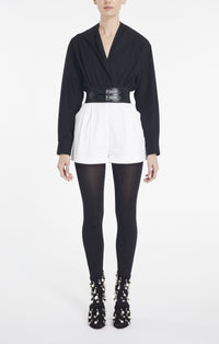 Hooded bodysuit in cotton poplin - Black Alaïa