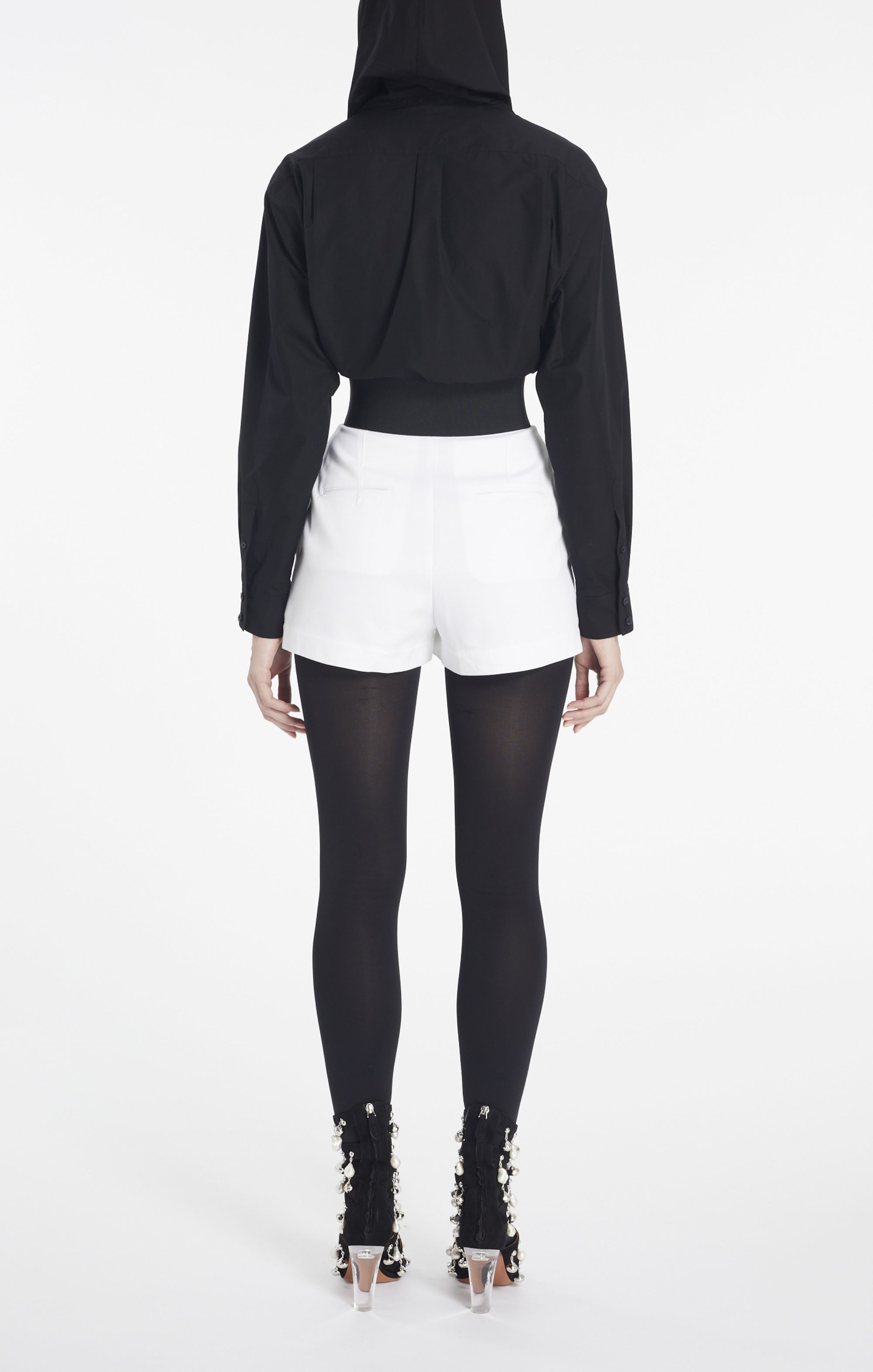 Hooded bodysuit in cotton poplin - Black Alaïa