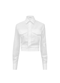 Chemise ceinturée en popeline croquante - Blanc